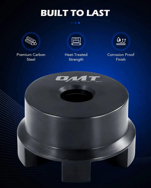 Close-up of installer piece from Harley Wheel Bearing Puller Tool Kit made of premium carbon steel, highlighting durability features.