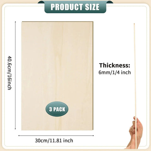 12 Pack Basswood Sheets 12 By 16 By One Quarter Inch Unfinished Wood Panels For Crafts And DIY Projects, 6mm Thick