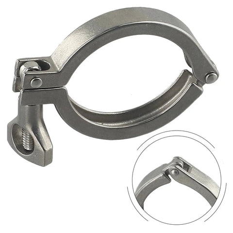 1.5 To 4 Inch Stainless Steel Tri Clamp With Quick Connector And Quick Release Clamp For Pipe End 2 Inch Sanitary Hygienic Food Grade SS304 Polished Surface Clover Style Three Way Clamp For Beverages And Pharmaceutical Applications