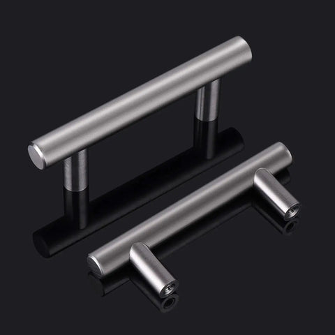 Solid Brushed Nickel Stainless Steel Kitchen Cabinet Handles 2-1/2 Inch Center To Center 64mm T Bar Pulls 4 Inch Total Length