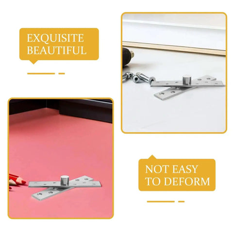 6 Pack Invisible Pivot Hinges With 360 Degree Rotation, shown in two views, highlighting heavy-duty stainless steel construction.