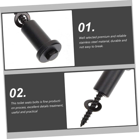 Close-up of stainless steel toilet seat bolt, highlighting durable design and fine production details.