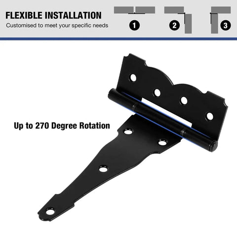 6 Pack Heavy Duty 8 Inch T Strap Barn Door Hinges 2.5mm Thick Steel With 270 Degree Swing Built To Last Universal Fit Installation
