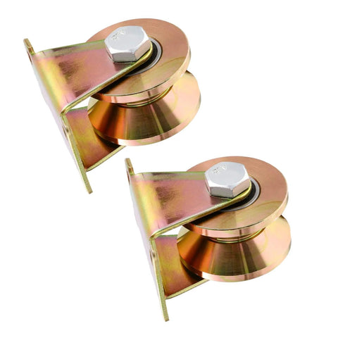 Heavy Duty Track Wheel Pulleys Set, Steel Sliding Gate Roller For Smooth Quiet Doors, V Groove Wheel Design, Durable Pulley Block shown