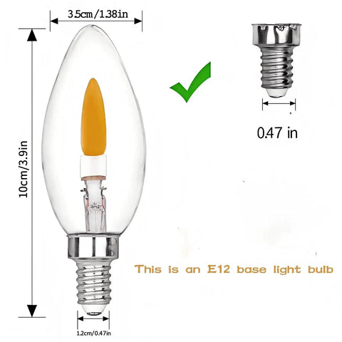 Flicker Flame E12 Base Candelabra Bulbs C35 Flame Tip Crystal Clear Glass With Orange Glow for Halloween Decor size illustration