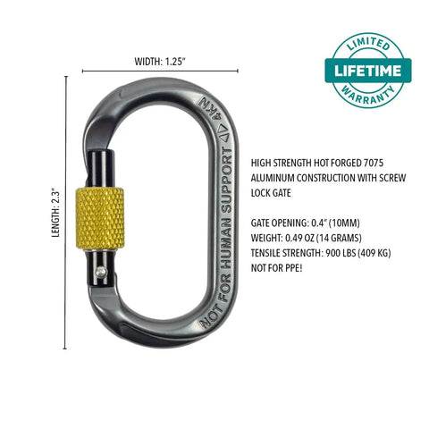 Compact Micro Carabiner With Screw Lock Gate For Arborists And SRS Climbing, Ultralight 7075 Aluminum, 900 Lb Strength