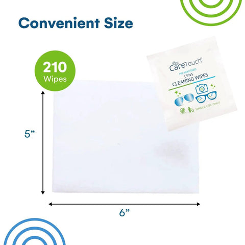 Individually Wrapped Lens Wipes 210 Count Glasses Sunglasses And Camera Lenses package with dimensions 5x6 inches