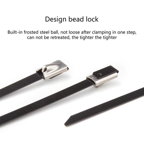 QIXIAMO metal fasteners kit: two black straps with silver stainless clamps, front view