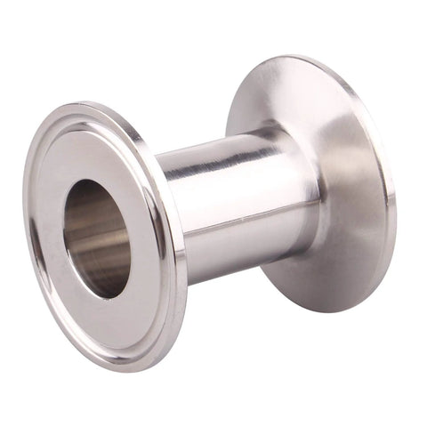 Stainless steel sanitary tri-clamp fitting, 304, with 1.5 inch clamp ends and 1 inch tube OD