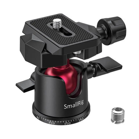 All Purpose Mini Ball Head For Tripods And Monopods 360 Degree Panoramic Rotation With One Quarter To Three Eighths Screw Adapter