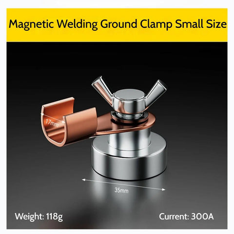 Quick Setup Welding Magnetic Grounding Clamp For Fast Precise Welds, 3.5x3.5 cm, alloy steel, strong magnet, featured in close-up view