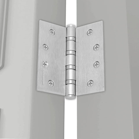 Goldenwarm Satin Nickel 4 Inch Ball Bearing Door Hinges 3 Pack for Exterior and Interior Doors Square Corner Heavy Duty 304 Stainless Steel