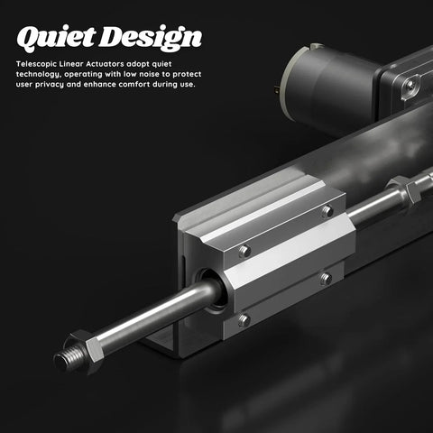 DIY Reciprocating Linear Actuator With Adjustable Telescopic Stroke And Speed Controller 24V Motor, close-up view of chrome tube