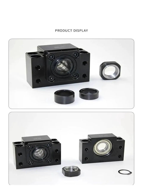 2 Pack Nut Housing End Support Bearing for Miniature Ball Screw SFK0802 SFK1002 SFK0601, shown with components, ideal for CNC projects