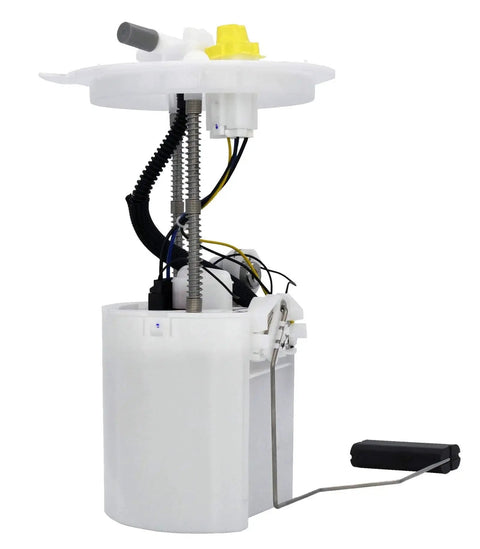 Fuel Pump Module Assembly For Ford Escape 2013 To 2016 And Lincoln MKC 2015 To 2016 L4 1.6L And 2.0L Gas Includes Fuel Pump Sending Unit Tank Seal Replacement E2598M FG1530, showing full unit in white plastic with wires and hoses.