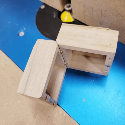 Open wooden box showing Mini Brass Barrel Hinges Hidden Concealed 20Pcs For Jewelry Keepsake Boxes And Small Cabinets 4mm Diameter 0.79 Inch Length With Smooth Machined Mechanisms And Ultra Durable Brass Hardware installed.