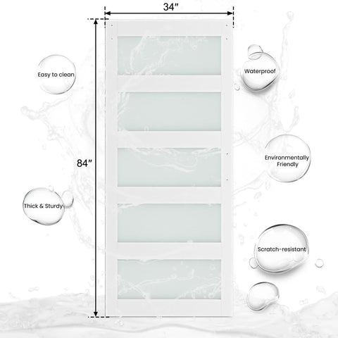 34 X 84 Inch Glass Barn Door With 6 Ft Sliding Hardware Kit And Handle, Pre Drilled Ready To Assemble, Waterproof PVC Coating