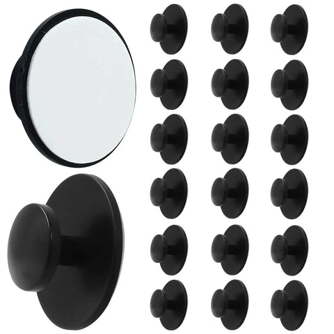 20 Pack Plastic Black Adhesive Cabinet Handles Self Sticking Drawer Knobs Pull Handles for Drawers Cupboards Wardrobes Cabinets