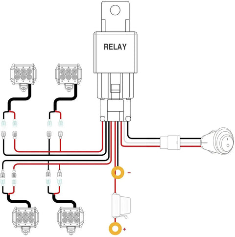 Diagram of Led Light Bar Wiring Harness Kit 12V with relay and switch