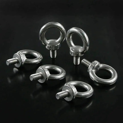 304 Stainless Steel M8 Eye Bolts Beefy Lifting Ring Set With Lock Nuts Washers Flat Washers Heavy Duty for Rigging