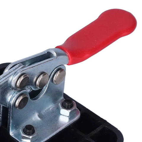 Close-up of the quick clamp component from the 35mm Hinge Boring Jig Kit For Precise Door And Cabinet Hinge Installation, 1.4 Inch Woodworking Drill Guide