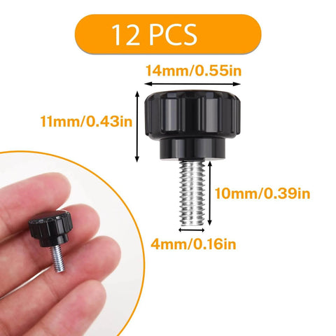 12 Pack M4 X 10mm Knurled Thumbscrews For Monitor Mounts And VESA Brackets, heavy duty stainless steel knobs, easy grip, quick setup.
