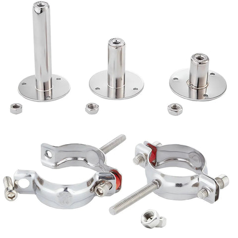 2 Pack Wall and Ceiling Pipe Mount Clamps 304 Stainless Steel Rubber Cushioned and Rust Resistant Waterproof and Oil Proof Adjustable Height 30 to 60mm Fits 15 to 19mm OD Pipes Heavy Duty Pipe Supports for Home and Workshop