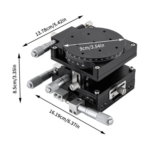 4 Axis 90mm By 90mm Manual Linear Positioning Stage With Sliding Table For Precision Inspection And Equipment Positioning