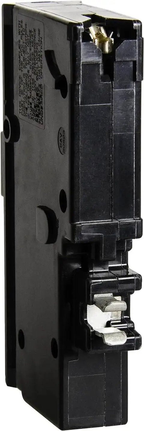 Side view of Homeline 15 Amp One Pole Arc Fault Circuit Interrupter CAFI CAFCI 120 Volt AC Breaker with 10kA breaking capacity