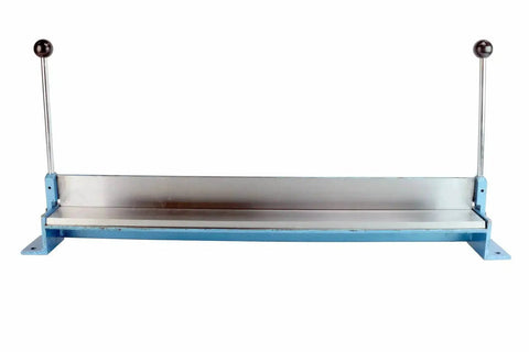 30 Inch Heavy Duty Sheet Metal Hand Brake Bender for Bench Top Bending 0 to 90 Degrees, front view, with handles raised