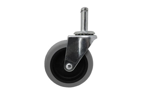 Front view of 3-Inch Swivel Stem Caster With Non-Marking TPR Rubber Wheel, 7/16-Inch Stem Diameter, for furniture and equipment.
