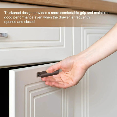 Hand pulling 2 Pack Aluminum Alloy Window Sash Lift Handles 4.7 Inch Finger Pulls With Mounted Screws on white cabinet drawer