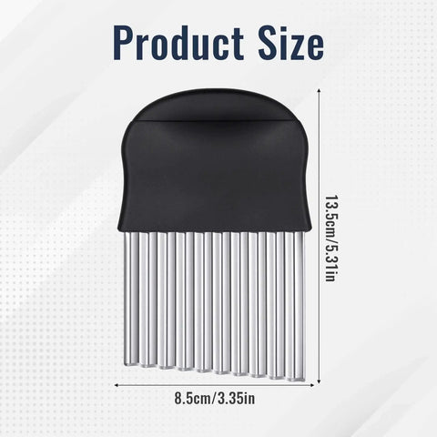 Stainless Steel Crinkle Cutter for Veggies and Fries With a Sharp Wavy Blade, 13.5 x 8.5 cm