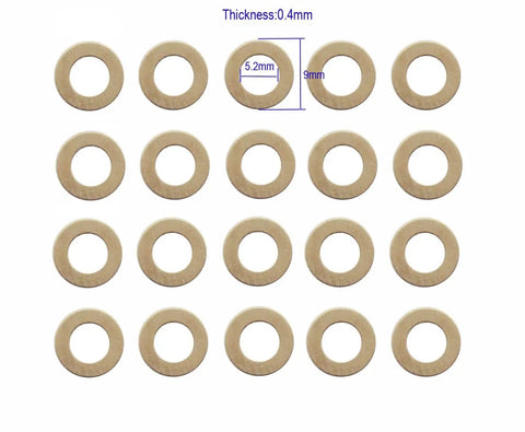 20 brass washers for EDC Knife Brass Washer Gasket Replacement Set For Bugout Axis Lock 535 Folding Knife 0.4x9x5.2 Mm, top view