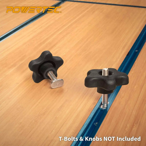 36 Inch Double Cut Universal T Track Set Four Pack With Predrilled Mounting Holes installed on wooden surface