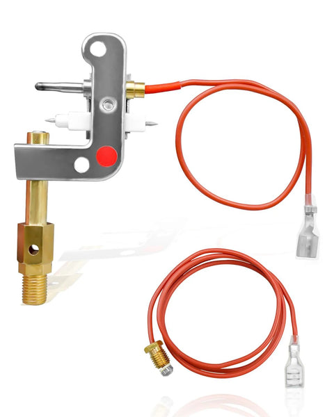 HUQUZN pilot assembly for Mr. Heater propane heater; metal bracket, red wiring, brass valve fitting
