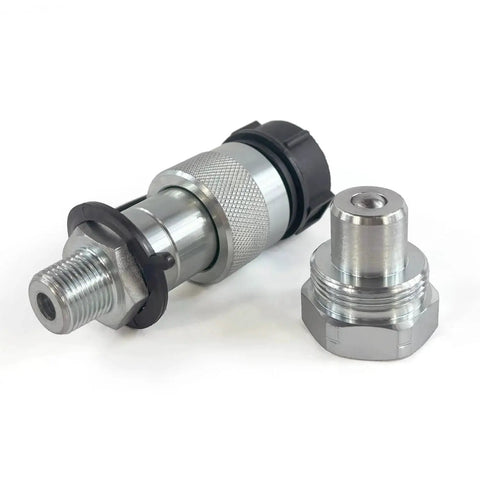 ISO 14540 3/8 NPT High Pressure Hydraulic Quick Coupler Set with Ball Valve, machined from solid steel, Enerpac C-604w replacement
