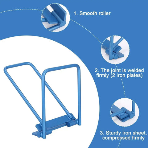 Heavy Duty Standing Seam Roofing Tool Metal Bender 13 X 7.9 Inch, close-up of blue metal frame with roller and welded joints