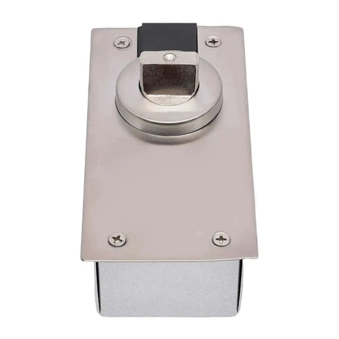 Beefy Hidden Door Hinges With 360 Degree Pivot for secret doors in silver, shown in a top view, invisible pivot door hardware.