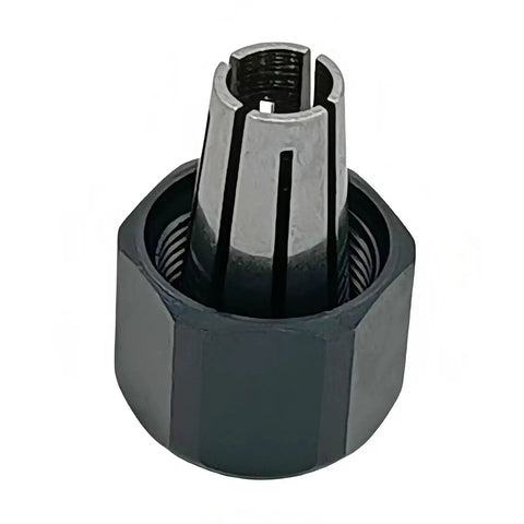Easy Swap One Eighth Inch Self-Releasing Collet Chuck And Locking Nut Assembly For Routers Replaces 48-66-2486 metal close-up
