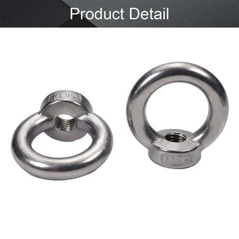 Heavy Duty Lifting Eye Nuts Kit M12 Stainless Steel 304 Ring Shape Fasteners 4 Pack Female Threaded Eye Nut For Rope Fittings Round Silver Ring With 1.18 Inch Inner Diameter Rustproof And Durable