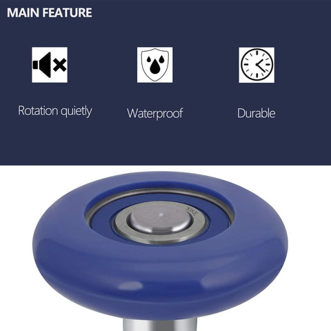 Close-up of 10 Pack Blue 2 Inch Nylon Garage Door Roller With 7 Inch Stem Quiet Durable High Load 6200 2RS bearings