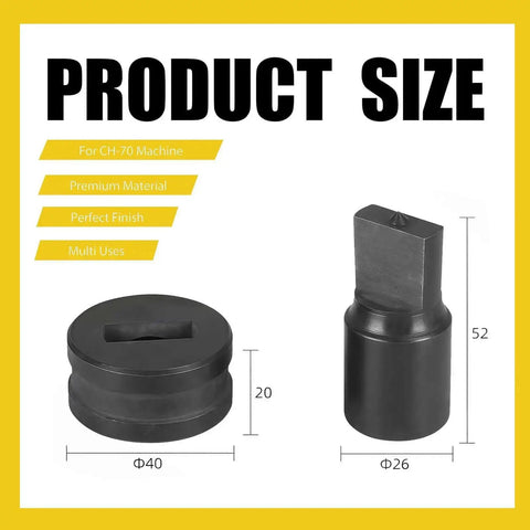 Product size chart for Oval Slotted Die For CH-70 Hydraulic Press Replacement Hole Punch Die with dimensions 4x13mm.