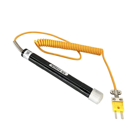 Xnrtop K-Type surface temperature probe with black body and yellow coiled lead; 2-pin plug