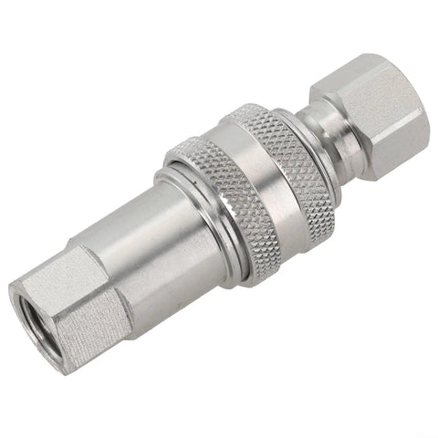 Side view: Hydraulic quick connector M14, metal coupler with knurled grip for hydraulic tools, 1 set