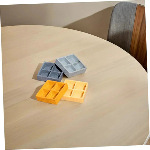 Awesome Four Grid Miniature Dollhouse Storage Box Set For Candy, Nuts, And Tiny Accessories on table surface
