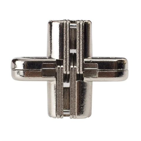 Front view of Invisible 180 Degree Alloy Hinge For Doors And Furniture, Concealed Folding Cross Hinge For Cabinets, Gates, And Countertops, Hidden Door Hinge Heavy Duty 10kg Capacity, Durable, Easy Install Hardware Set.