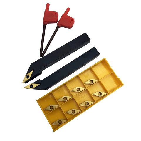 Two Piece Half Inch Indexable Metal Lathe Tool Holder Set With VCMT110304 And VCMT32.51 Carbide Inserts For CNC Turning And Boring Bars Multilayer Coated By Hunricho