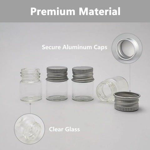 Four Pack 5ml Glass Jars With Lids Tiny Mini Bottles For DIY Crafts Storage And Decor Screw Cap Containers Clear Glass Vials