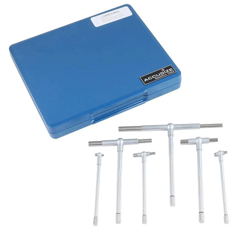 Pro Grade Five Sixteenths To Six Inches Telescoping Gage Set, Six Piece, Satin Chrome, Rigid Handle, Case by Accusize Industrial Tools